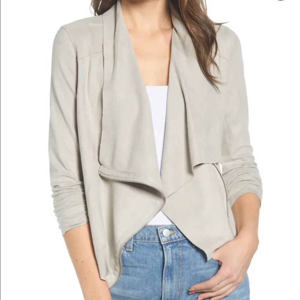 BLANKNYC Faux Suede Drape Front Jacket
